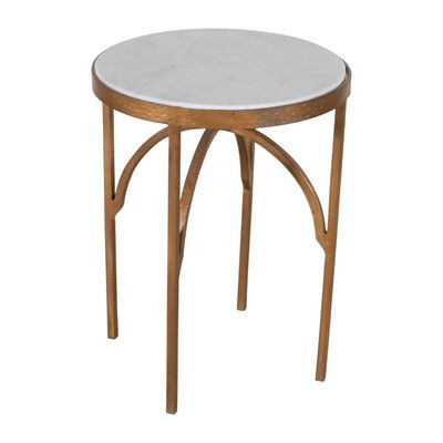 TOBIAS ACCENT TABLE - GILDED, WHITE MARBLE