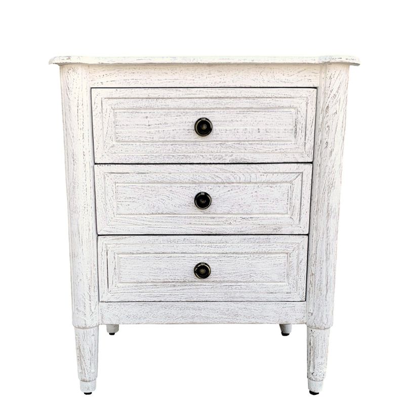 OLIVIA NIGHTSTAND - WHITE WASH SANDBLASTED