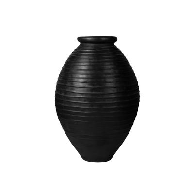 CORFU RIBBED WATER JAR - BLACK MATTE