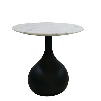 ENZO ROUND SIDE TABLE - BLACK MATTE, WHITE MARBLE
