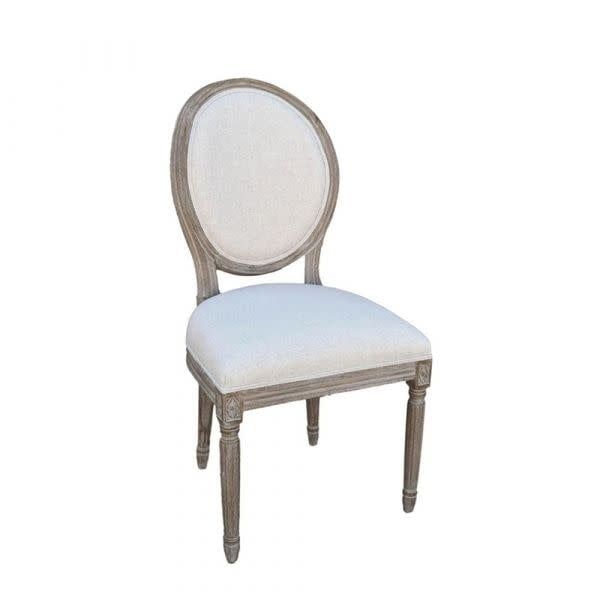 LOUIS ROUND BACK SIDE CHAIR - NATURAL ECRU