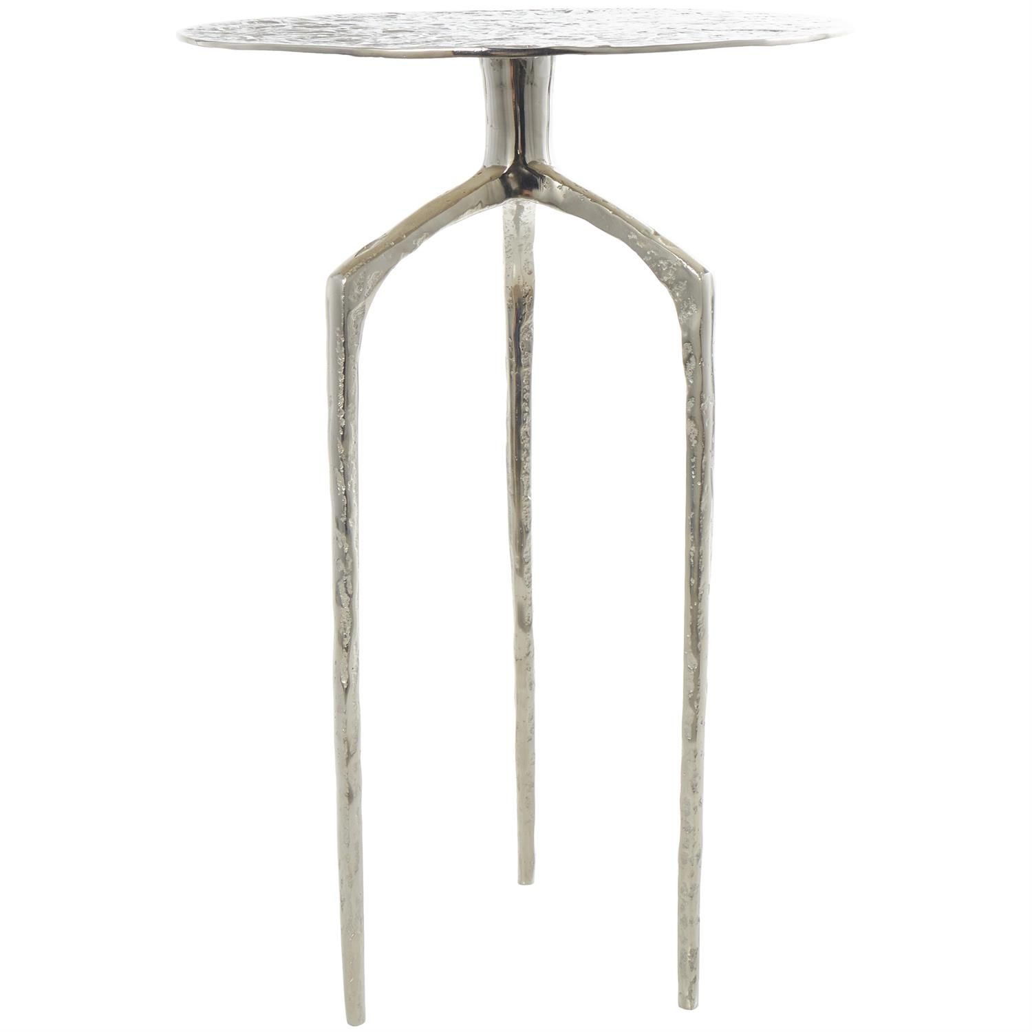 ALUMINUM SILVER TEXTURED ACCENT TABLE