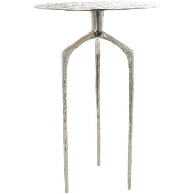 ALUMINUM SILVER TEXTURED ACCENT TABLE