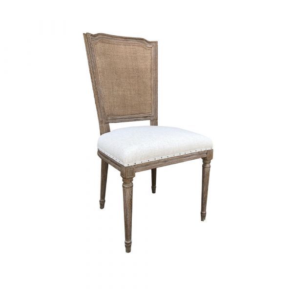 LOUIS SHIELD CANE BACK SIDE CHAIR - NATURAL ECRU