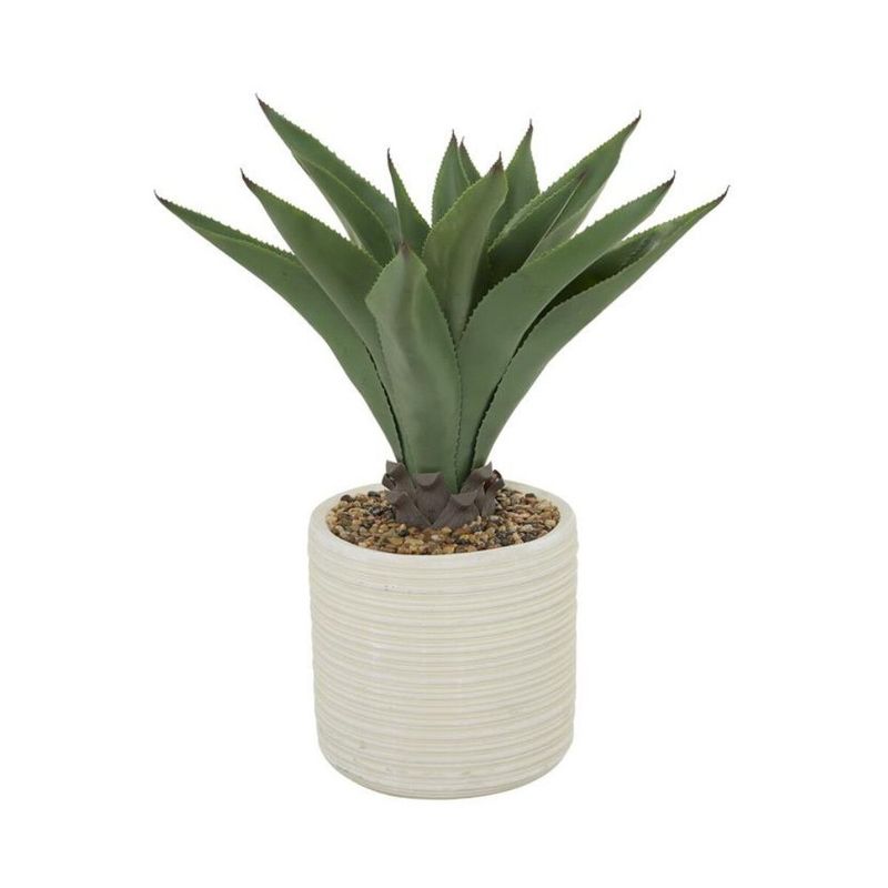 AGAVE PLANT IN RIBBED POT