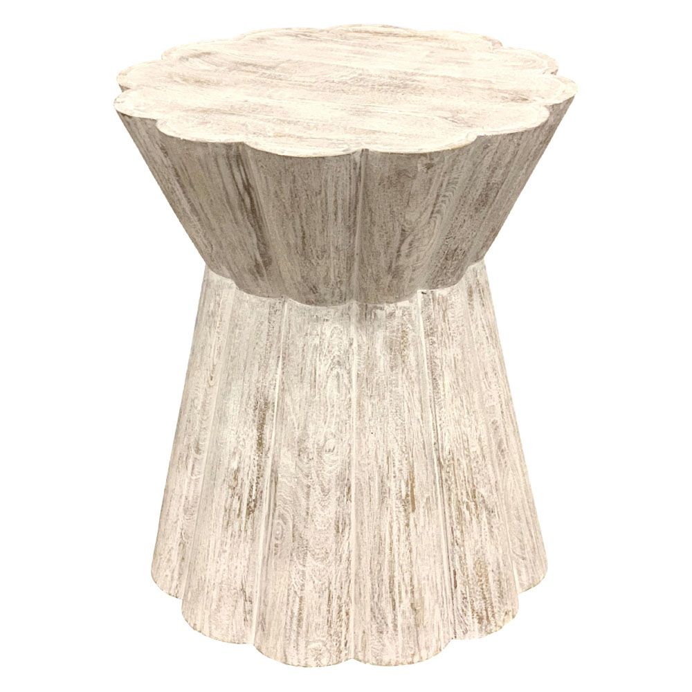 CONNIE END TABLE - WHITE WASH, SANDBLASTED