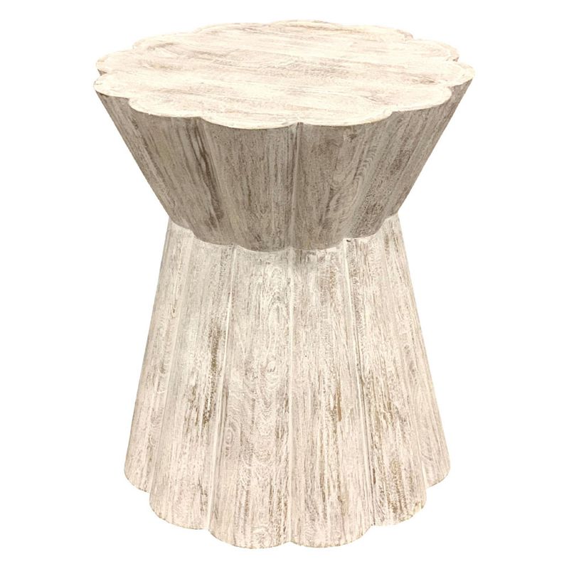 CONNIE END TABLE - WHITE WASH, SANDBLASTED