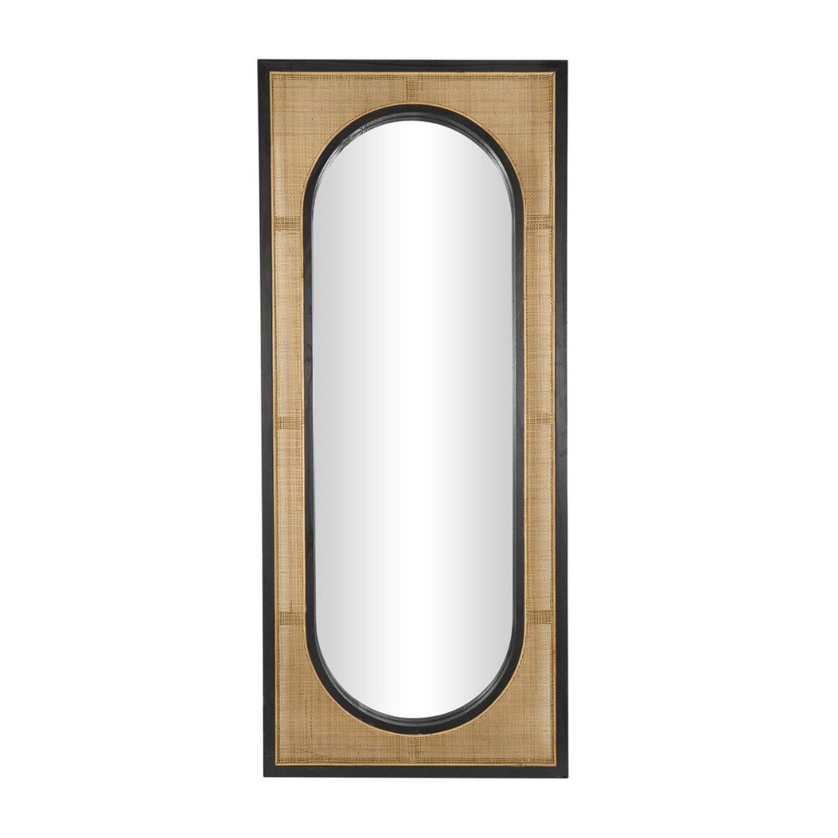 RATTAN &amp; WOOD WALL MIRROR