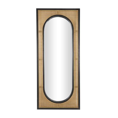 RATTAN &amp; WOOD WALL MIRROR