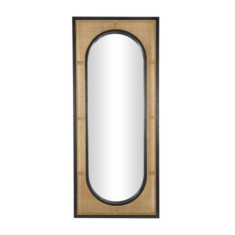RATTAN &amp; WOOD WALL MIRROR