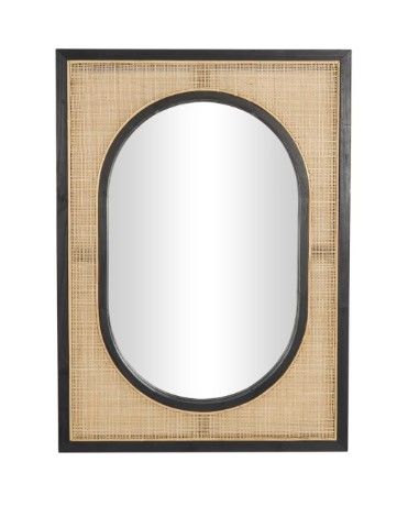 RATTAN &amp; WOOD WALL MIRROR