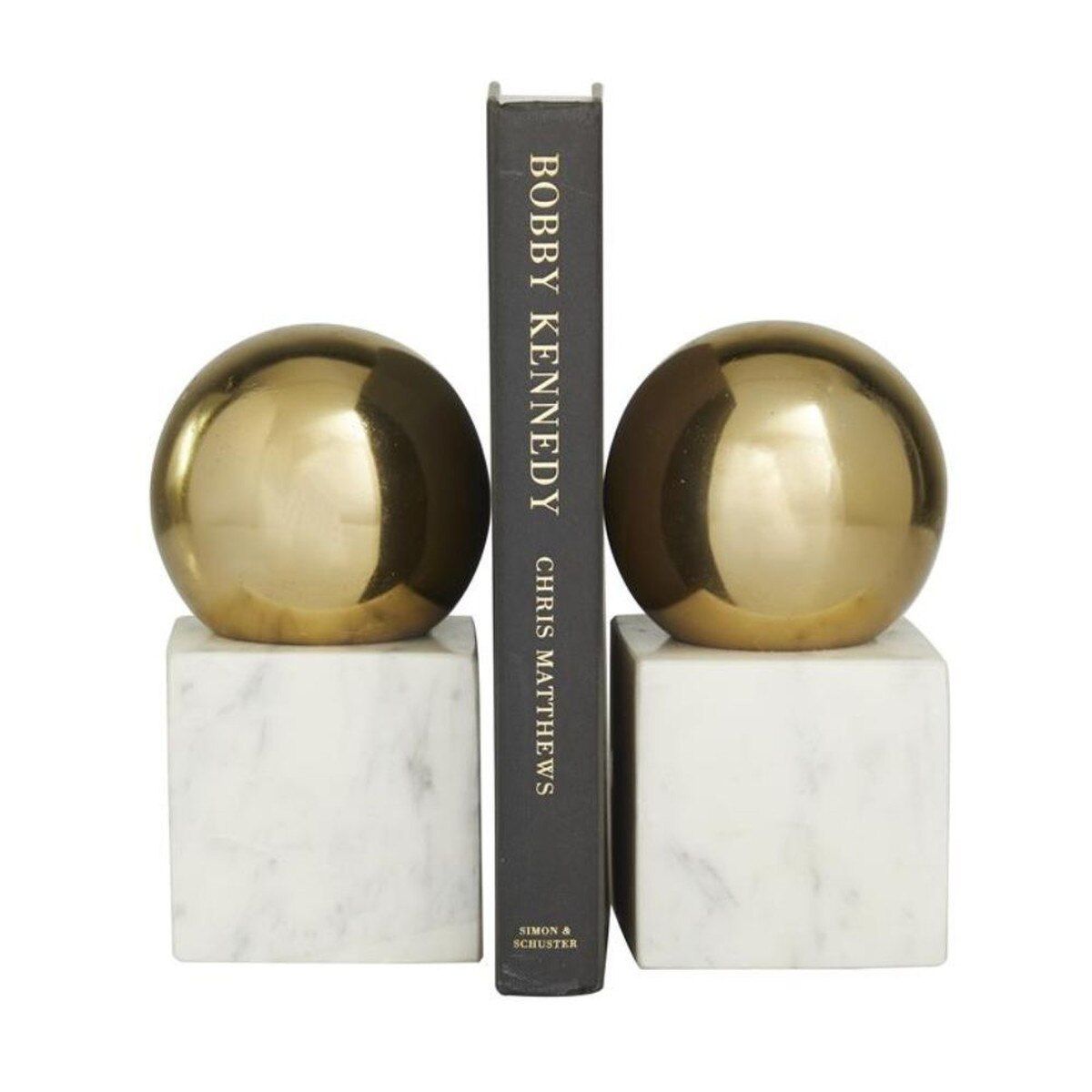GOLD BALL ON MARBLE BOOKEND