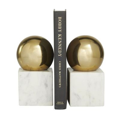 GOLD BALL ON MARBLE BOOKEND