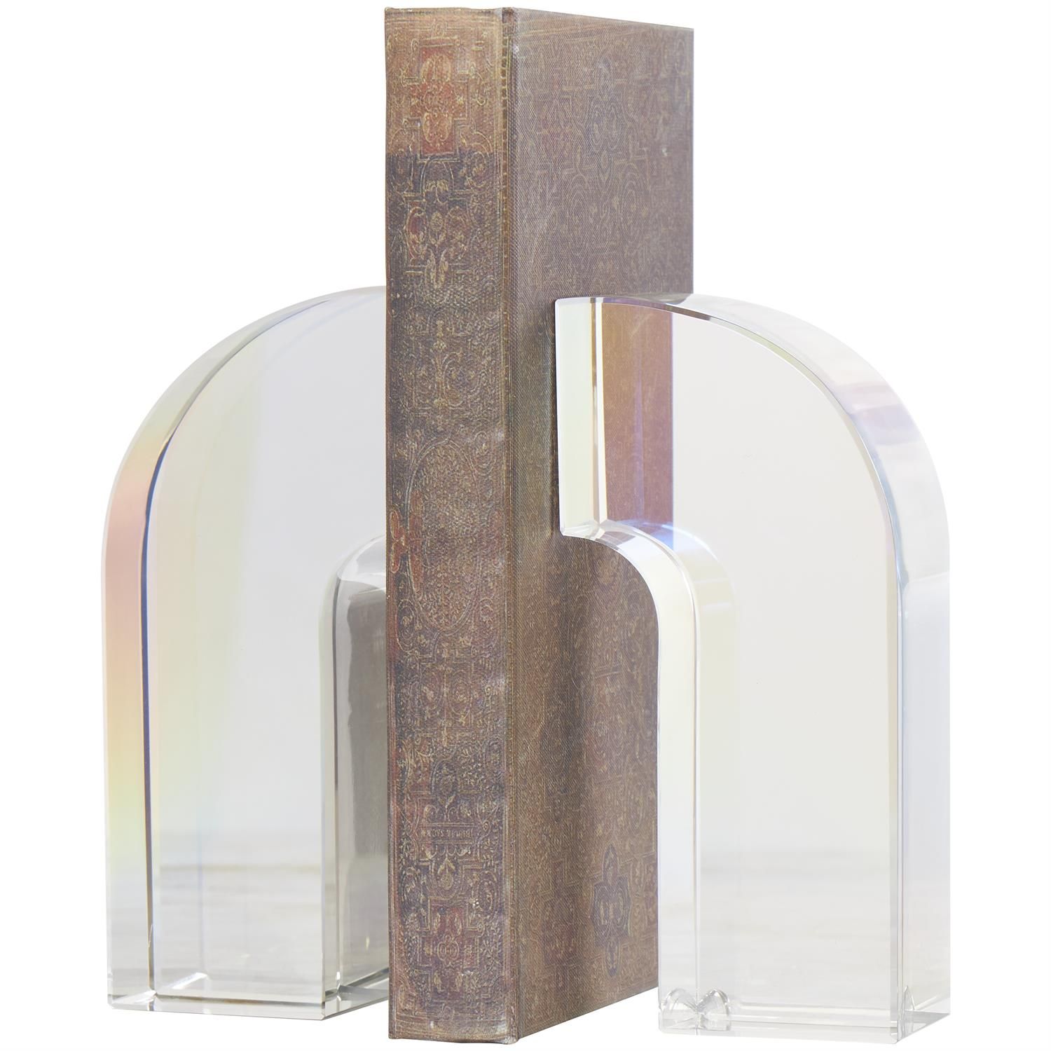 CLEAR CRYSTAL BOOKENDS, S/2