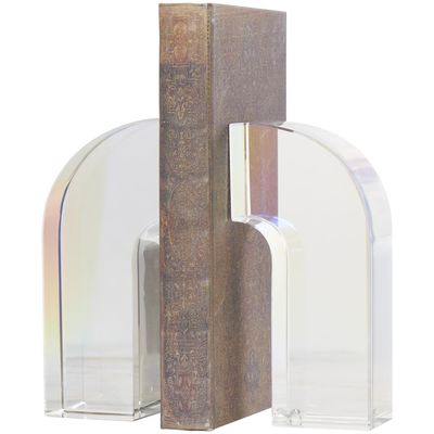 CLEAR CRYSTAL BOOKENDS, S/2