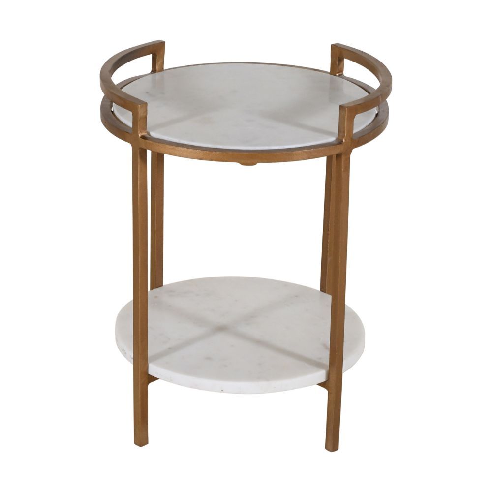 CELIA BAR TABLE - GILDED, WHITE MARBLE