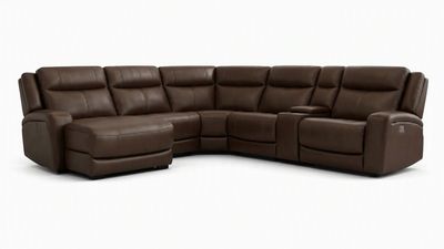 OSLO PECAN 6-PIECE POWER RECLINER SECTIONAL W/ CHAISE