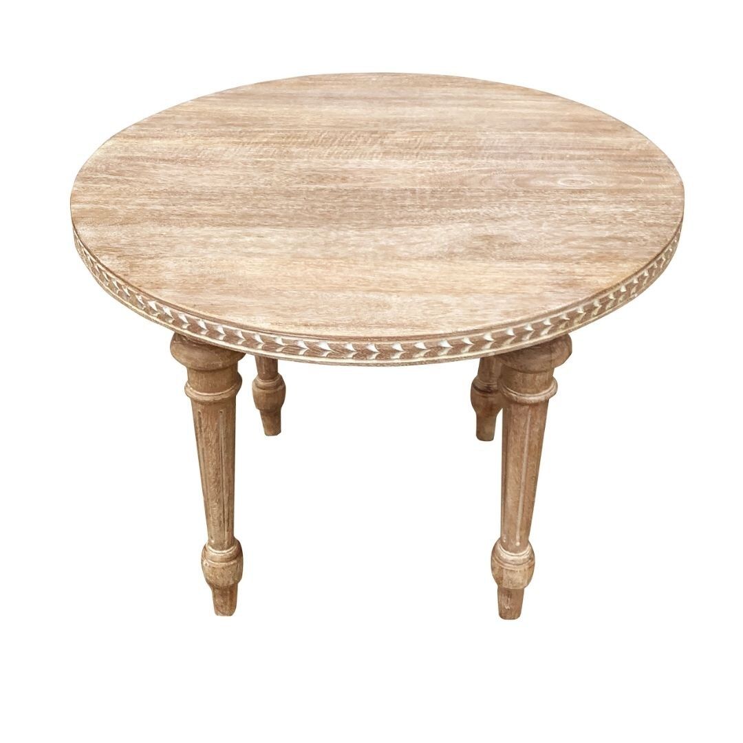 ABBEY ROUND SIDE TABLE - NEW WHITE WASH