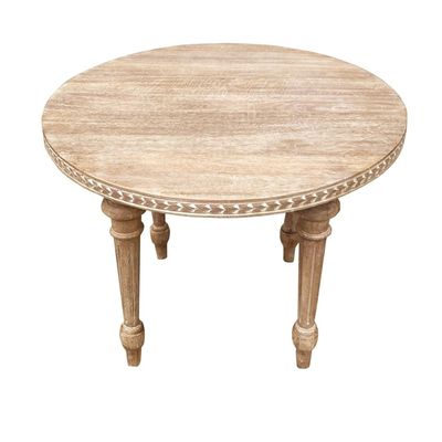 ABBEY ROUND SIDE TABLE - NEW WHITE WASH