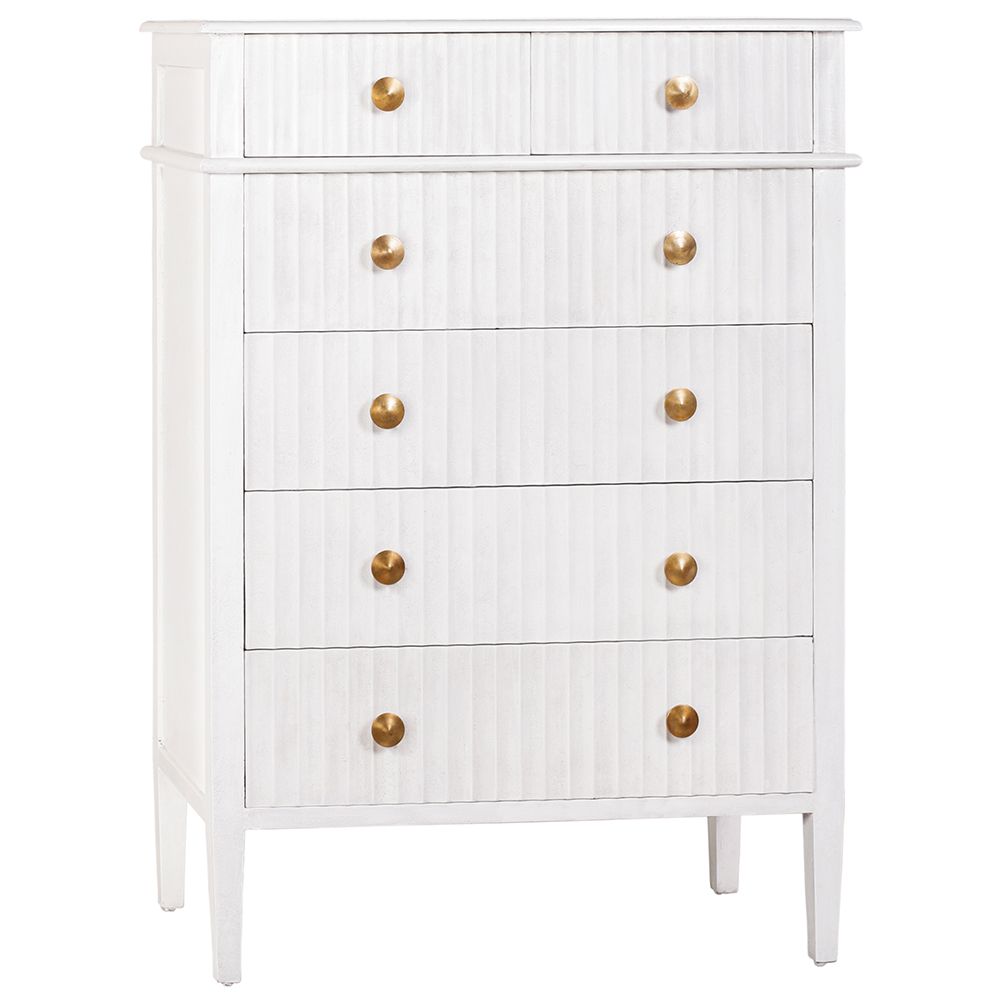 MADISON TALL BOY CHEST, Color: MONUMENT WHITE