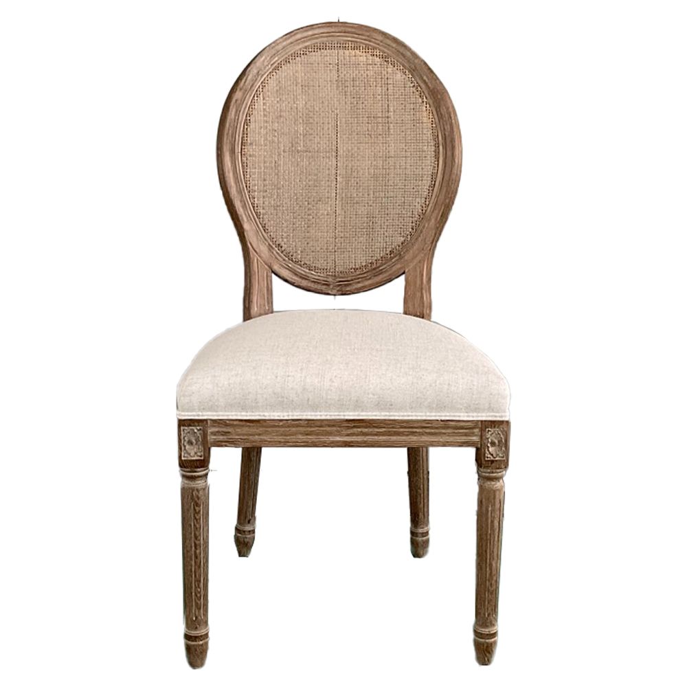 LOUIS ROUND CANE BACK SIDE CHAIR, Color: NATURAL ECRU