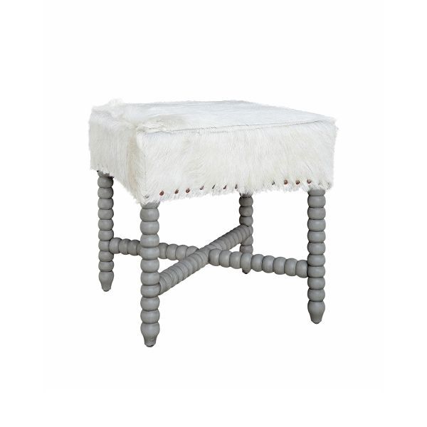 SPINDLE OTTOMAN, Color: SMOKE GRAY