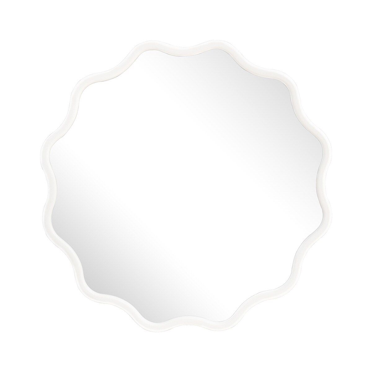 SHELLEY SCALLOPED ROUND MIRROR, Color: EGGSHELL WHITE