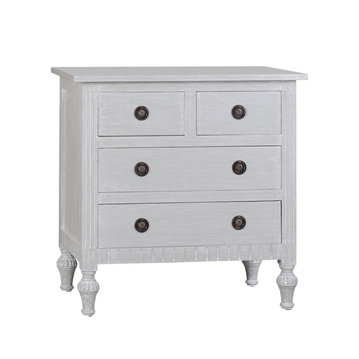 BRITTA 4 DRAWER NIGHTSTAND, Color: GRAY WHITE WASH