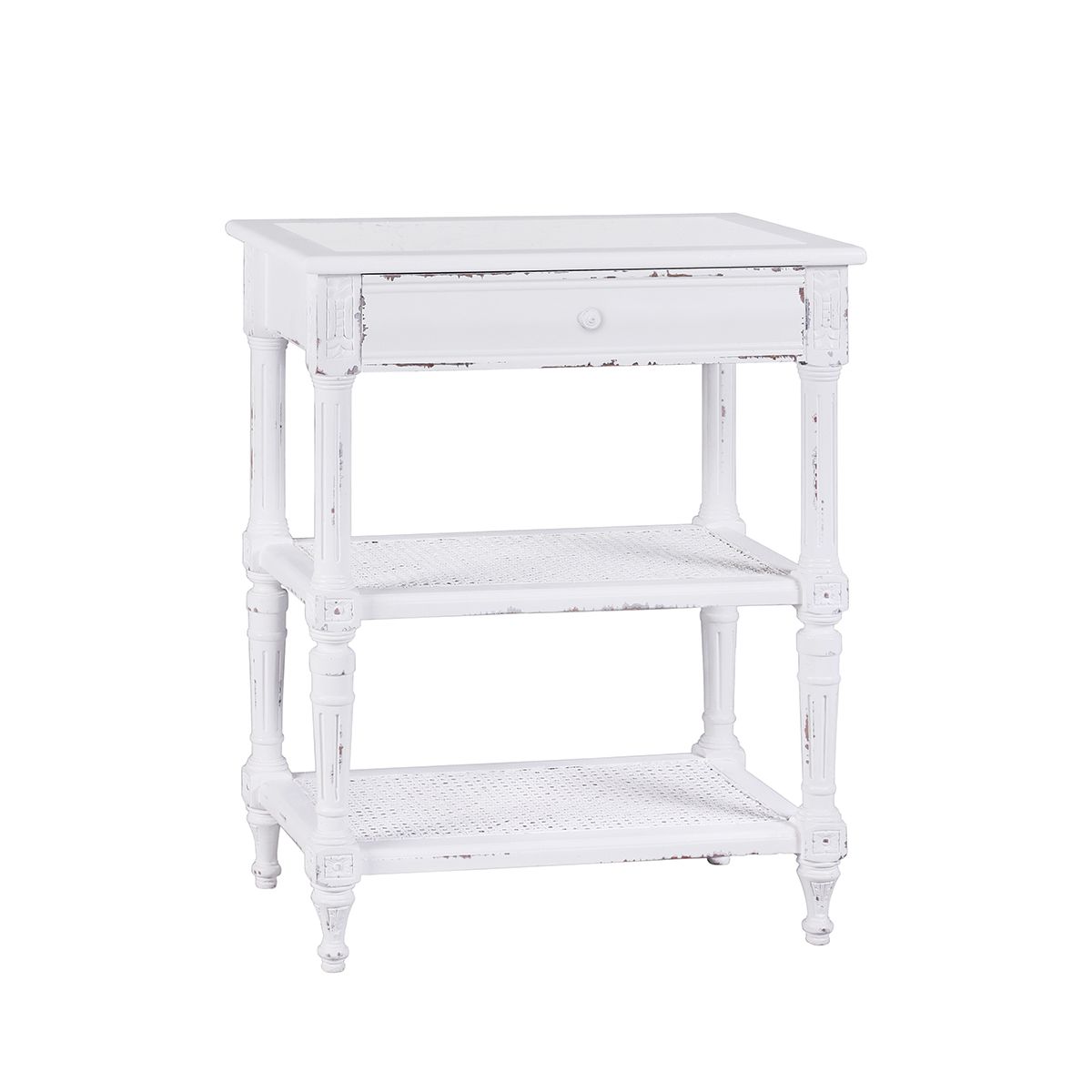 JUNI MARBLE TOP NIGHTSTAND, Color: FRENCH WHITE DISTRESSED