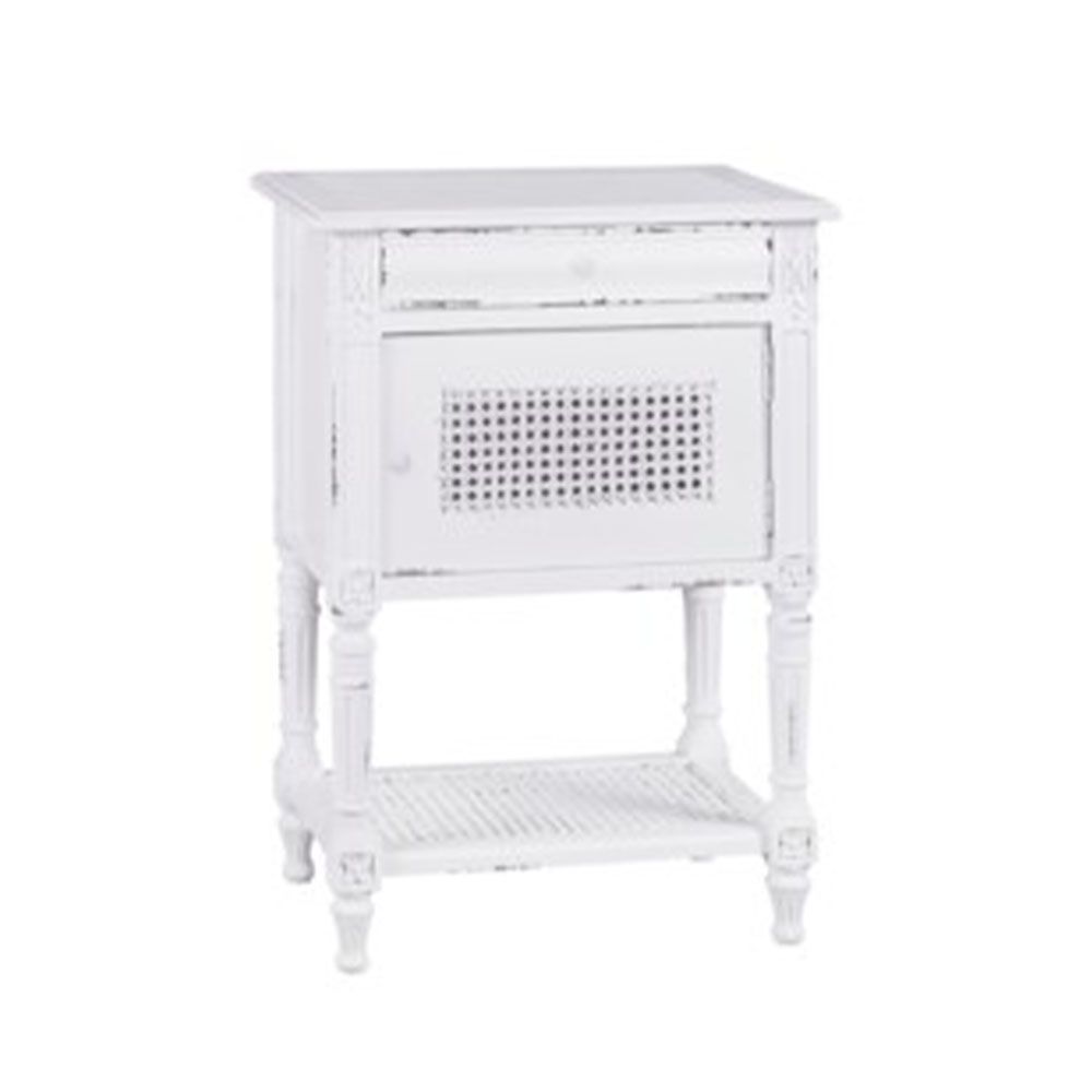 BJORN NIGHTSTAND, Color: FRENCH WHITE DISTRESSED