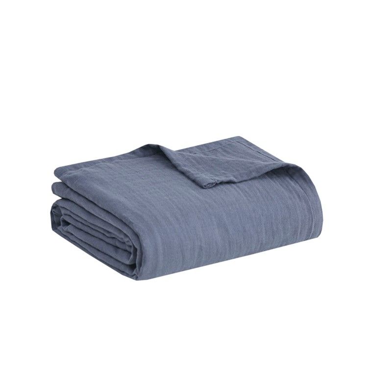 GAUZE LIGHTWEIGHT BLANKET, Color: BLUE, Size: FULL/QUEEN