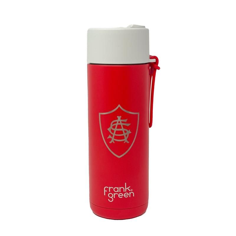 FRANK GREEN 20OZ CERAMIC WATER BOTTLE 'SAC SHIELD', Color: RED/WHT, Size: 20OZ