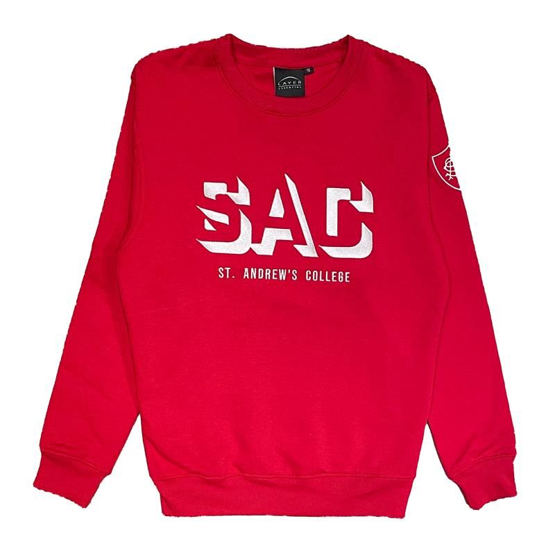 FA25 SAC CREWNECK SHADOW EMBROIDERY, Color: RED, Size: XS