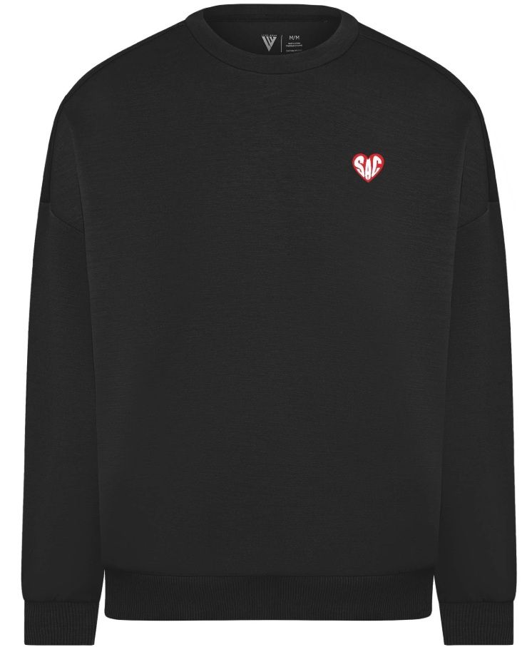 LW LUXE CREW 'SAC HEART' 3D PATCH, Color: BLACK, Size: XS