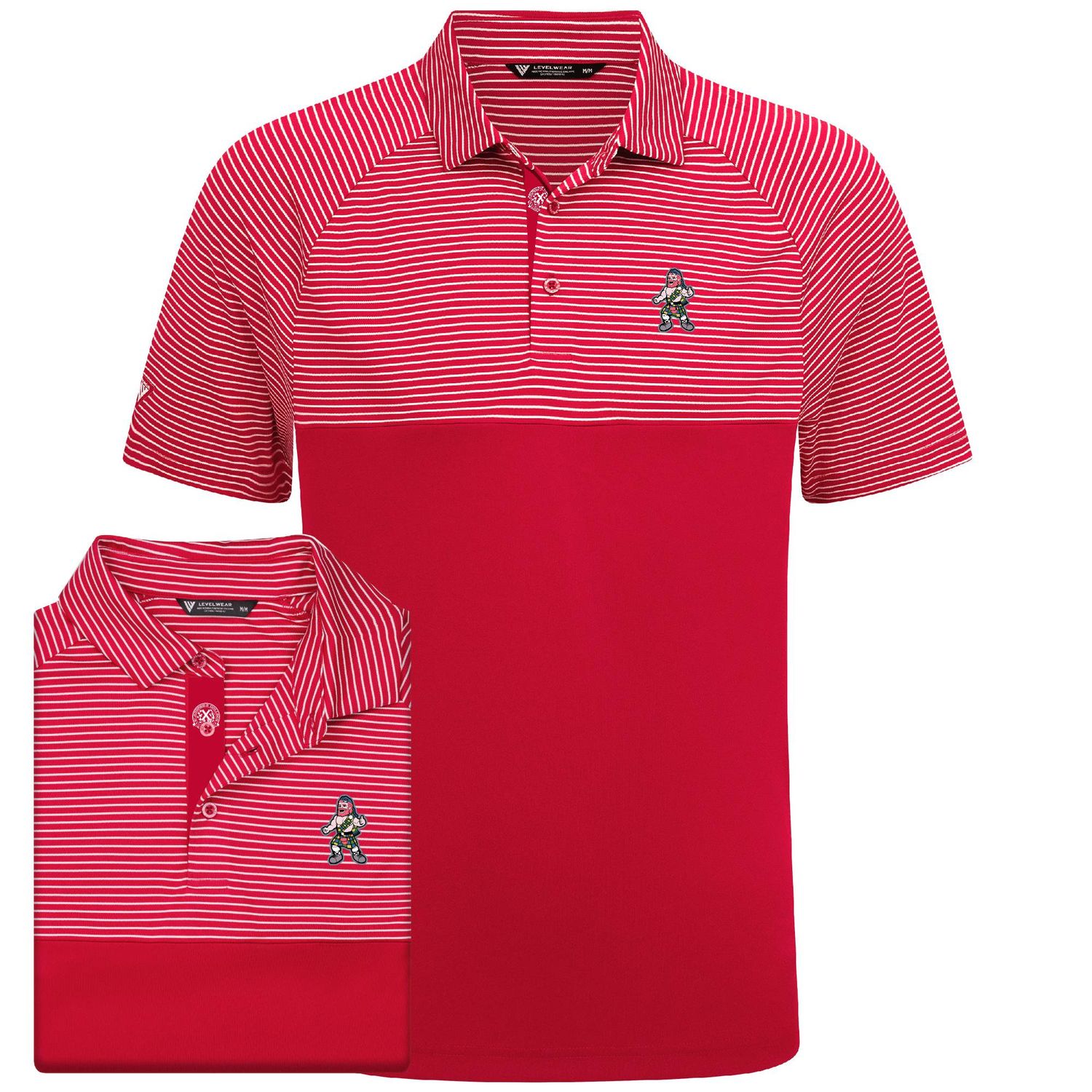 LW STRIPE POLO 'BRAVEHEART', Color: RED, Size: S
