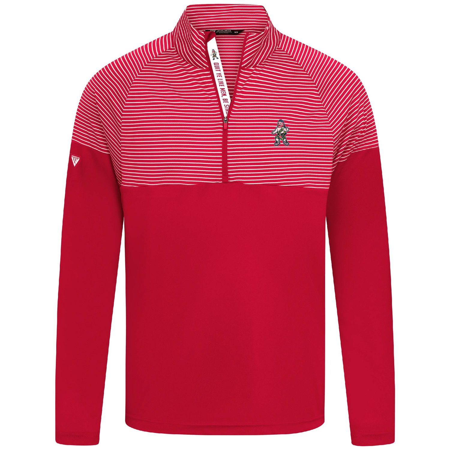LW STRIPE 1/4 ZIP 'BRAVEHEART', Color: RED, Size: S