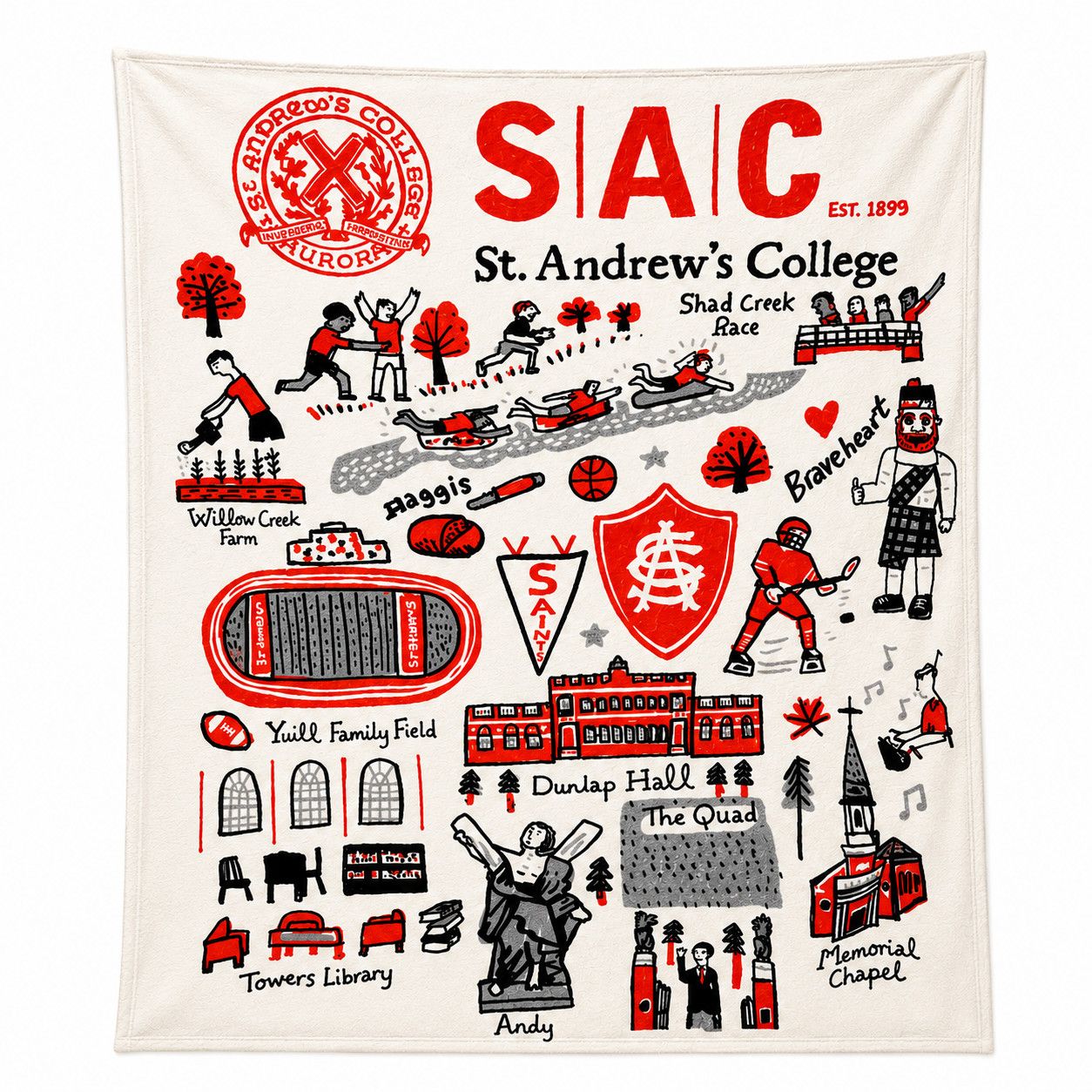SAC CAMPUS COLLECTION FLEECE THROW, Size: 40 INCH X 50 INCH