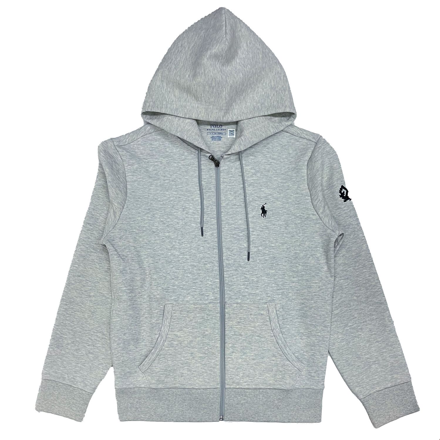 POLO RALPH LAUREN DOUBLE KNIT FULL ZIP HOODIE, Color: GREY HEATHER, Size: S