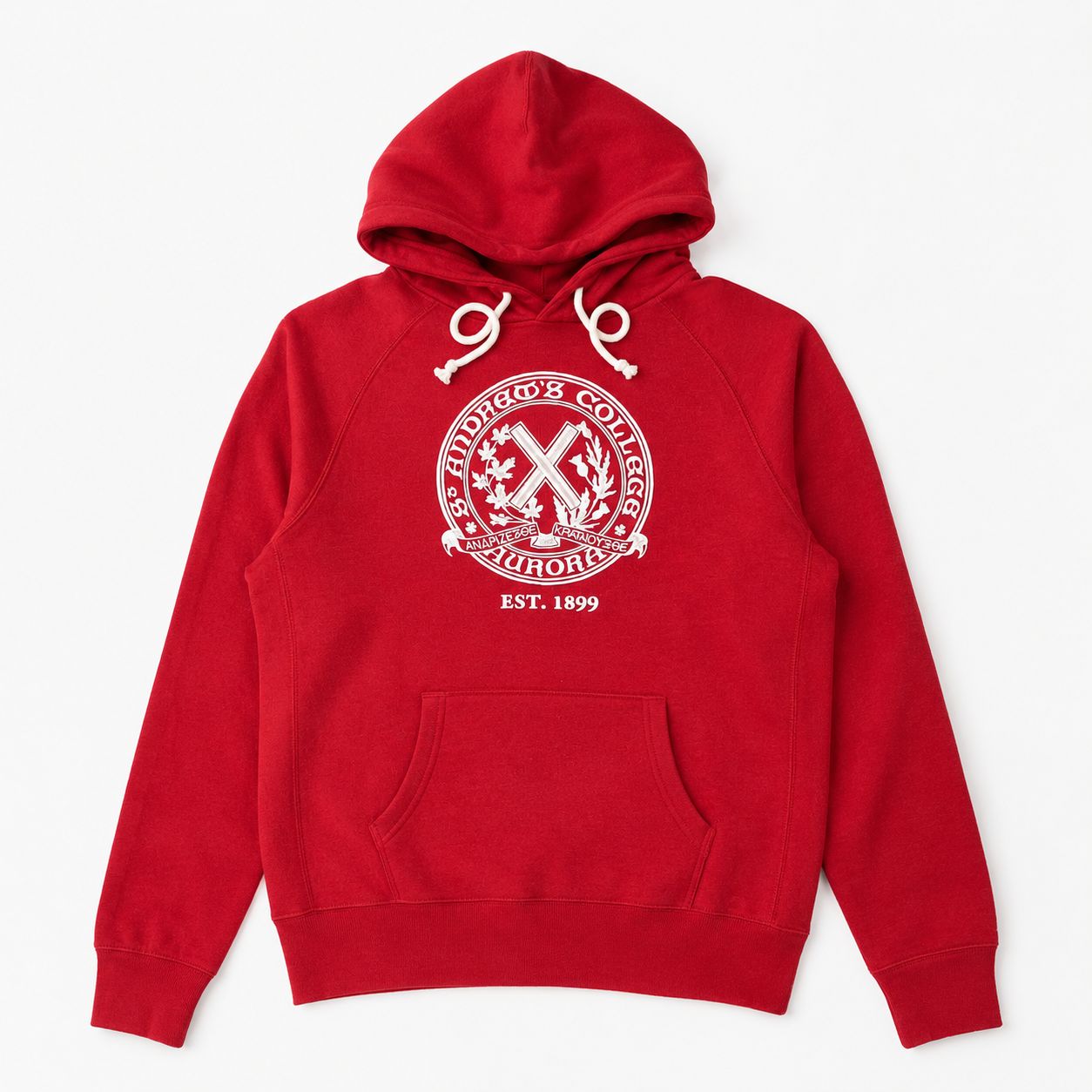 CAMPUS CREW HERITAGE SAC CREST HOODIE, Color: RED, Size: XS