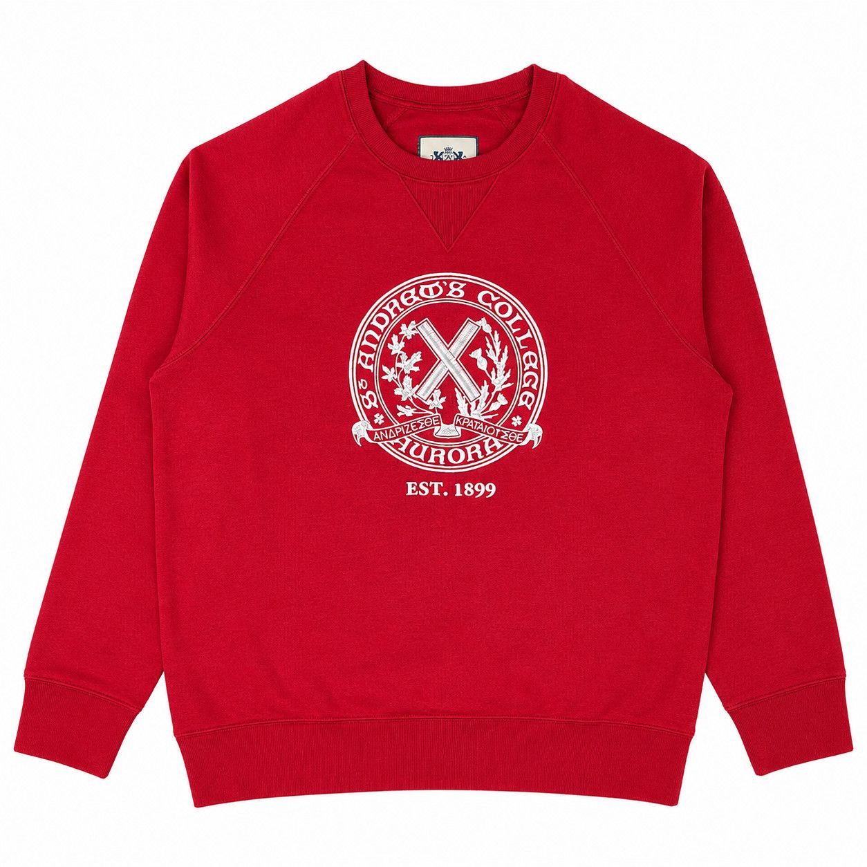 CAMPUS CREW HERITAGE SAC CREST CREWNECK, Color: RED, Size: S