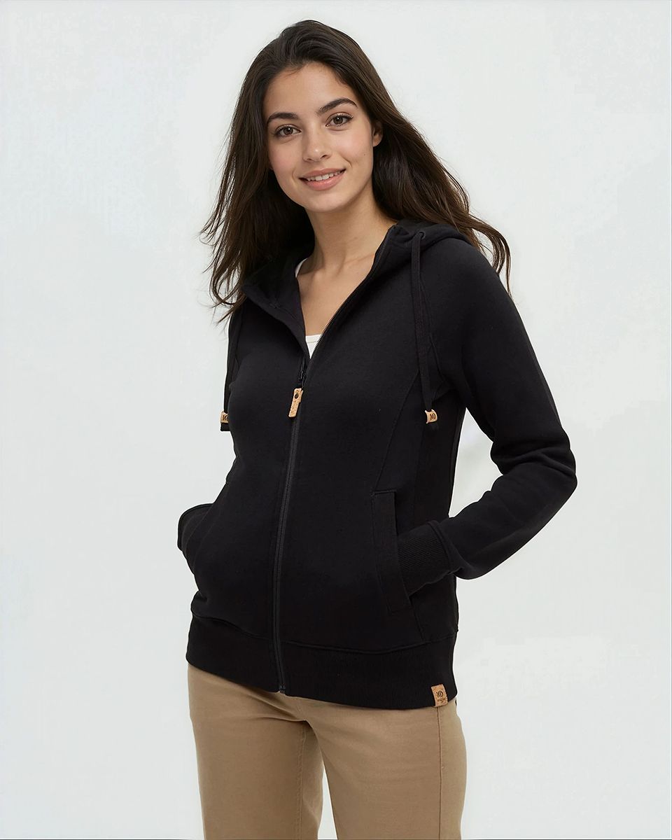 TENTREE WMS ELM ZIP HOODIE, Color: BLACK, Size: S