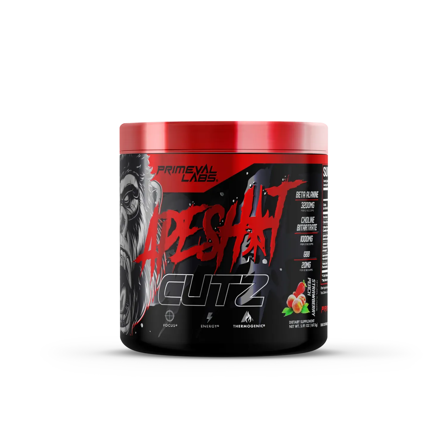 PRIMEVAL LABS APESH-T Cutz Pre-Workout 50 Srv, Flavor: Strawberry Peach