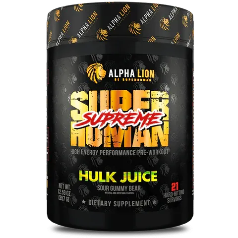 ALPHA LION Super Human SUPREME Pre-Workout 21 Srvs, Flavor: Hulk Juice