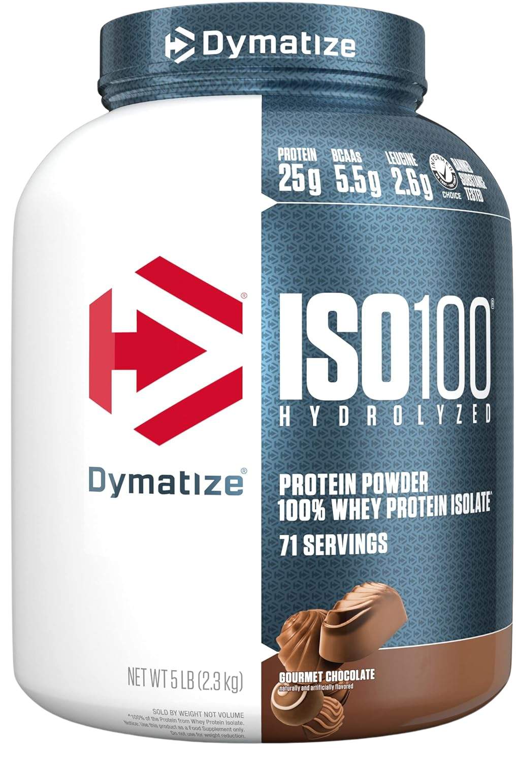 Dymatize ISO100 Whey Protein Isolate, Flavor: Gourmet Chocolate, Size: 5lb
