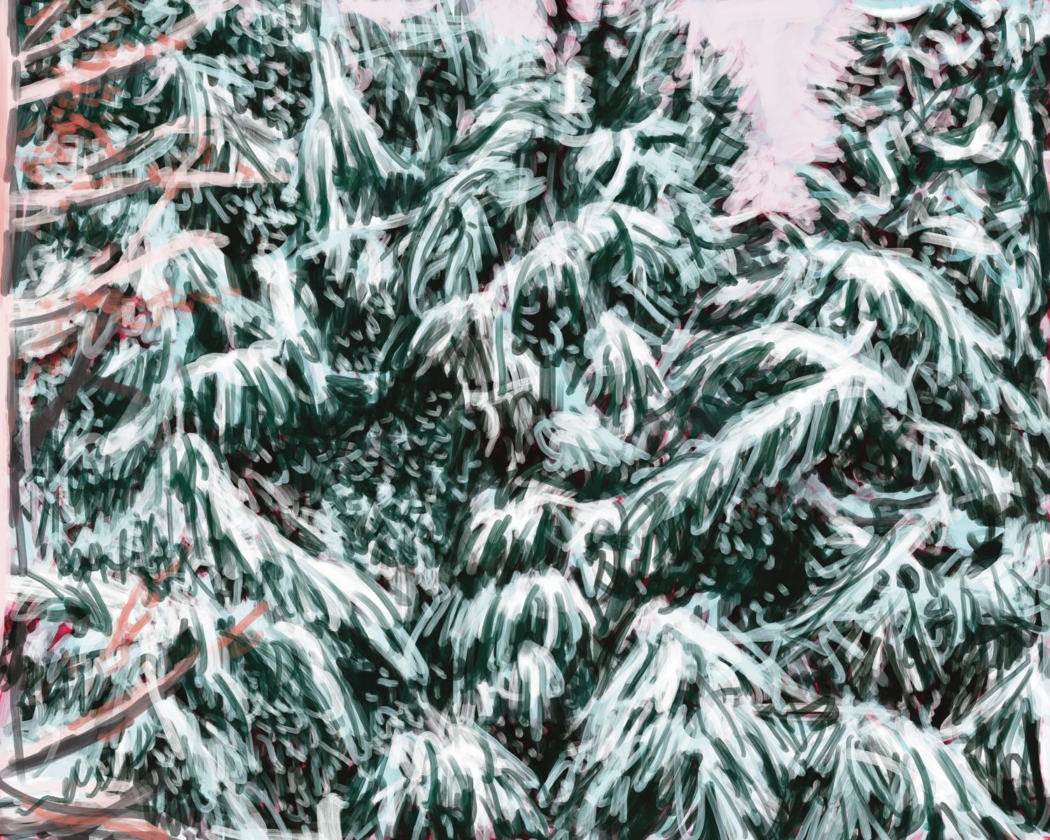 Snowy Pines in Winter Giclée Print