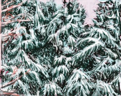 Snowy Pines in Winter Giclée Print