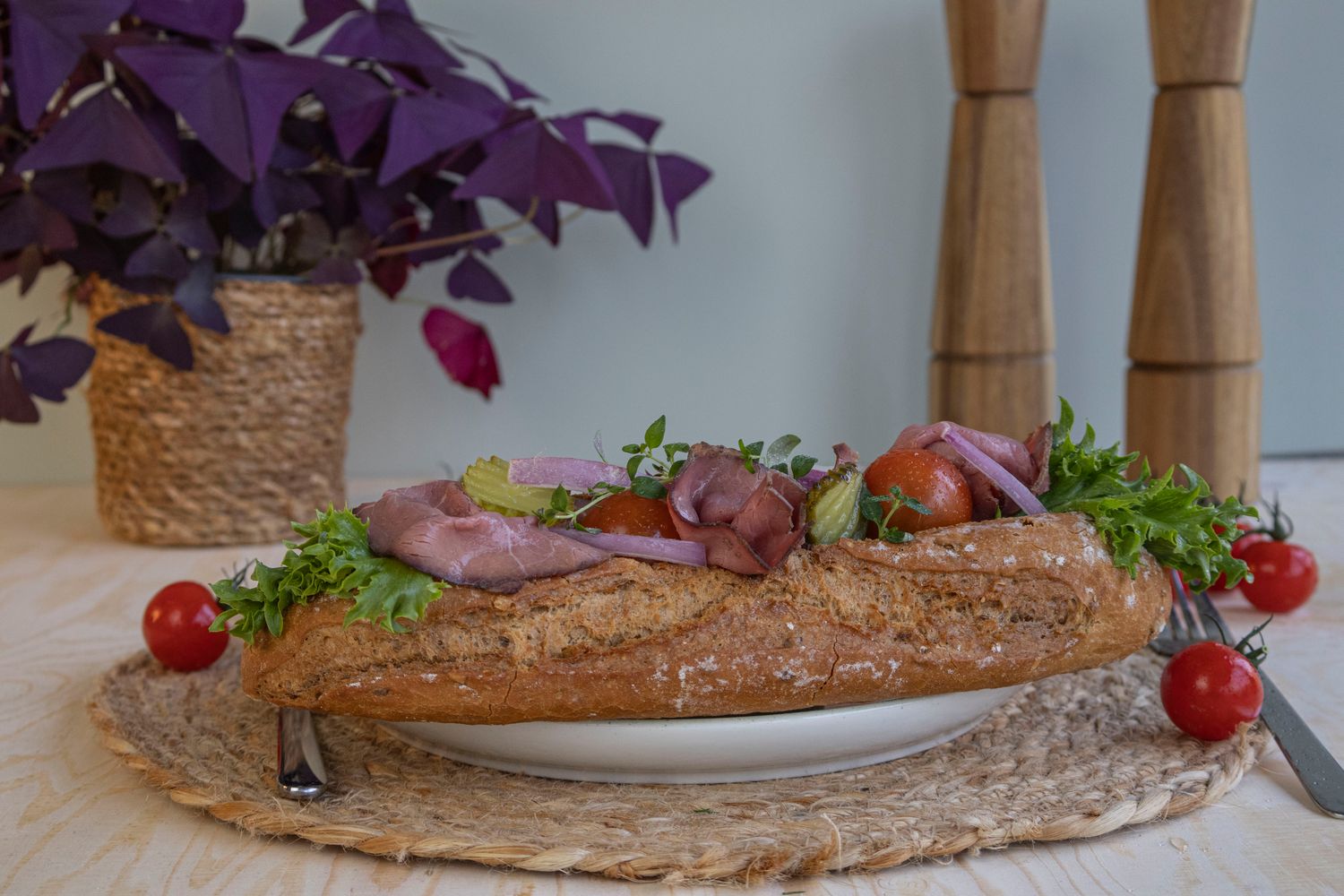 Baguette med roastbiff