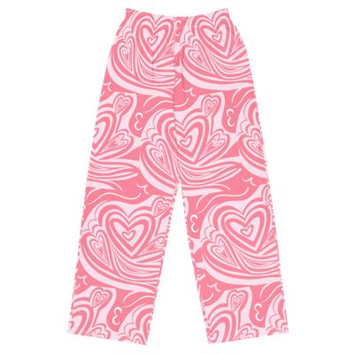“Pink Hearts” unisex wide-leg pants