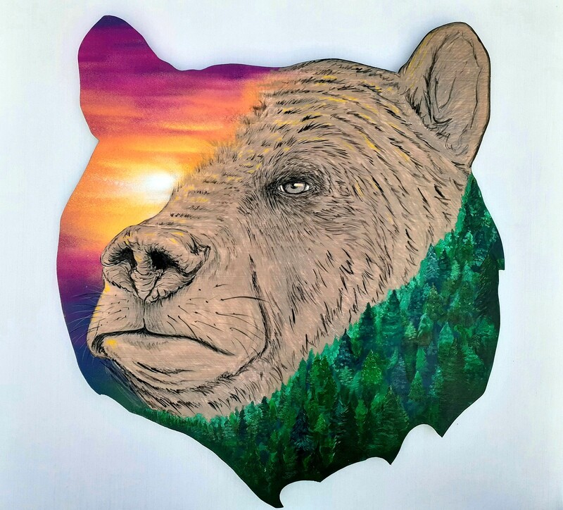 Bear with Nature (wooden cut out)