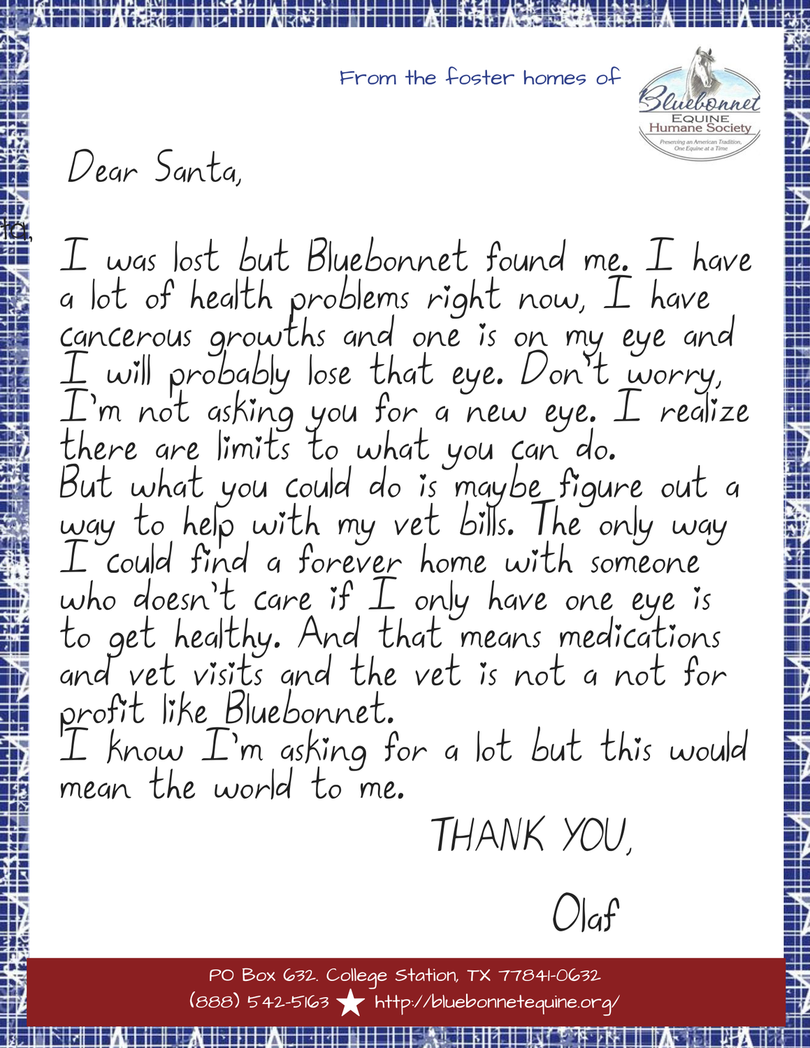 HEALTH NEEDS FOR OLAF